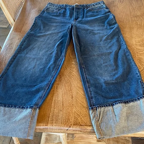 Wide Cuff, High Rise Jeans - Picture 1 of 12